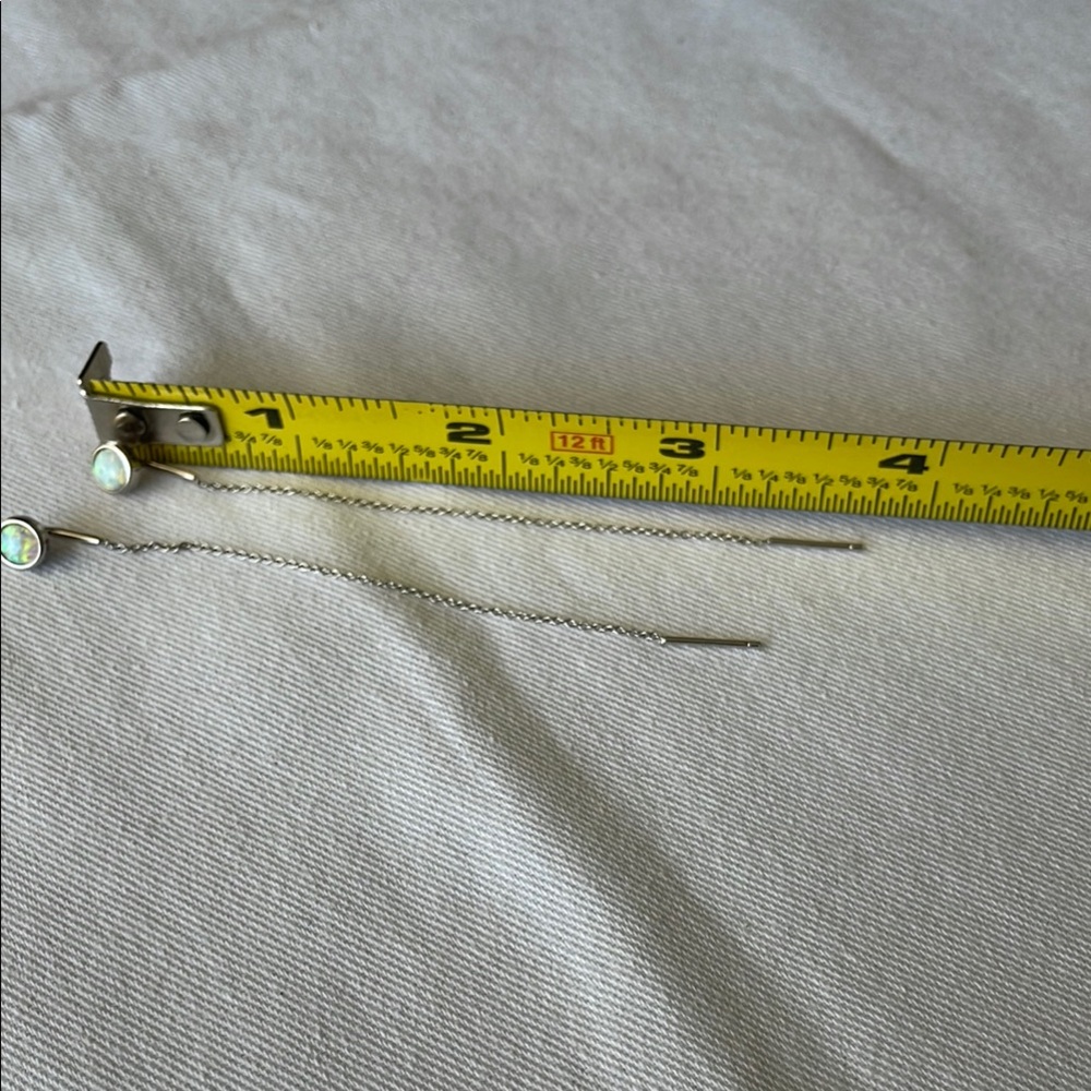 Threader Sterling Silver Created Opal Circle Long… - image 7